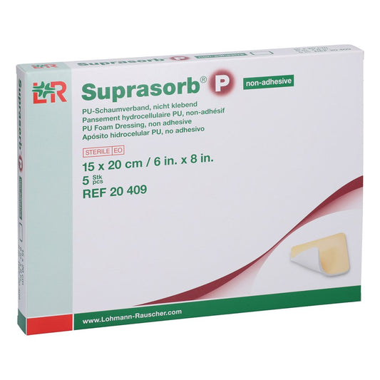 Das Produktfoto zeigt Suprasorb P Pu-Schaumv.Nicht Klebend 15x20 Cm (5 stk) PZN 10973459