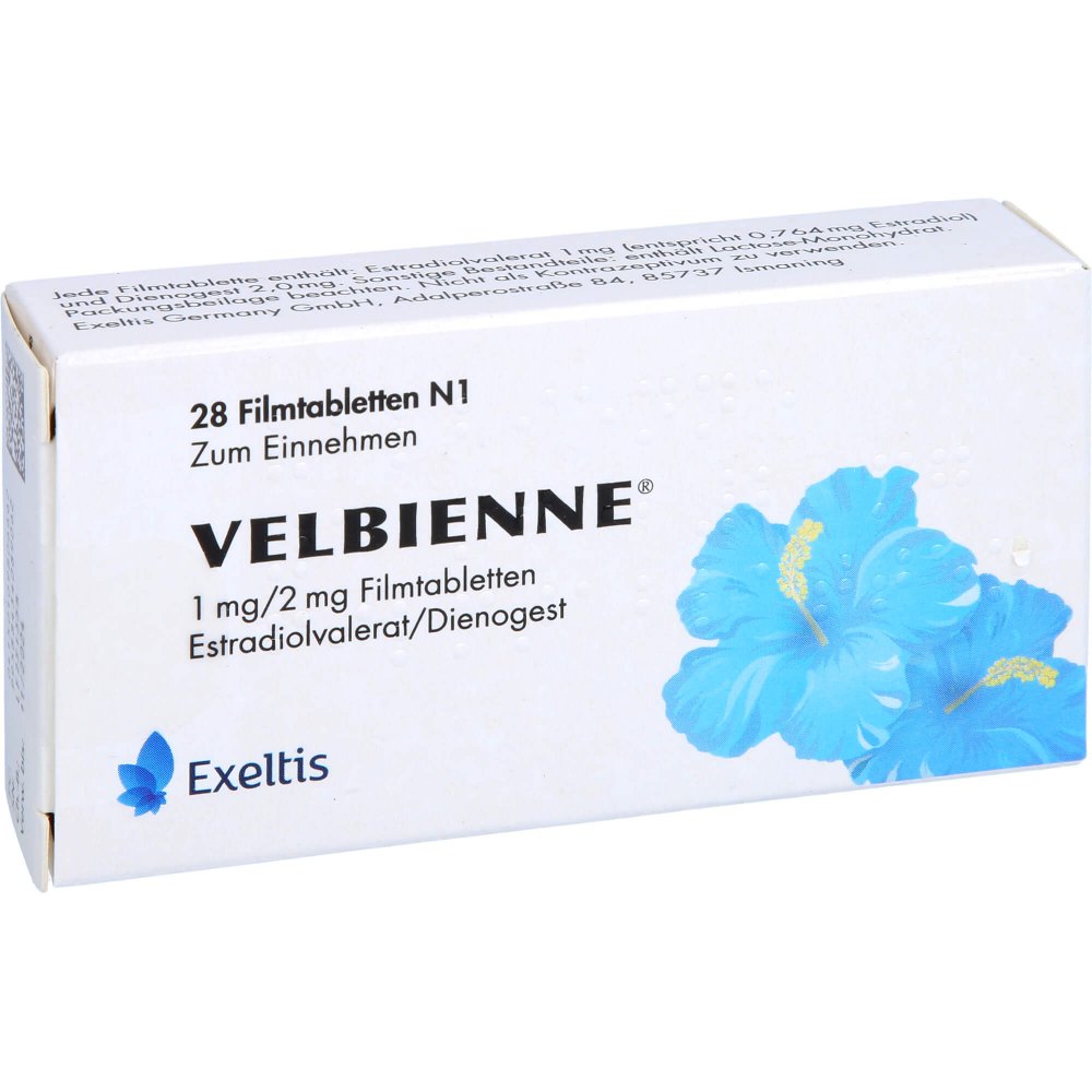 Das Produktfoto zeigt Velbienne 1 Mg/2 Mg Filmtabletten (28 stk) PZN 10980666