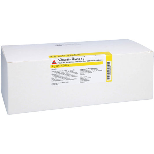 Das Produktfoto zeigt Ceftazidim Hikma 1 G Pulver Z.Her.E.Inj.O.Inf.Lsg. (10 stk) PZN 10984204