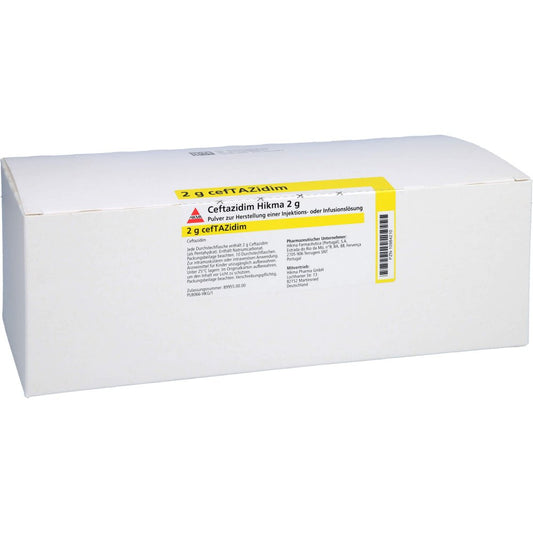 Das Produktfoto zeigt Ceftazidim Hikma 2 G Pulver Z.Her.E.Inj.O.Inf.Lsg. (10 stk) PZN 10984210