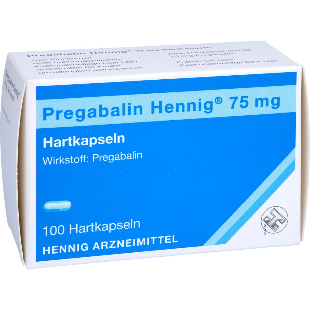 Das Produktfoto zeigt Pregabalin Hennig 75 Mg Hartkapseln (100 stk) PZN 11003757