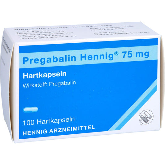 Das Produktfoto zeigt Pregabalin Hennig 75 Mg Hartkapseln (100 stk) PZN 11003757
