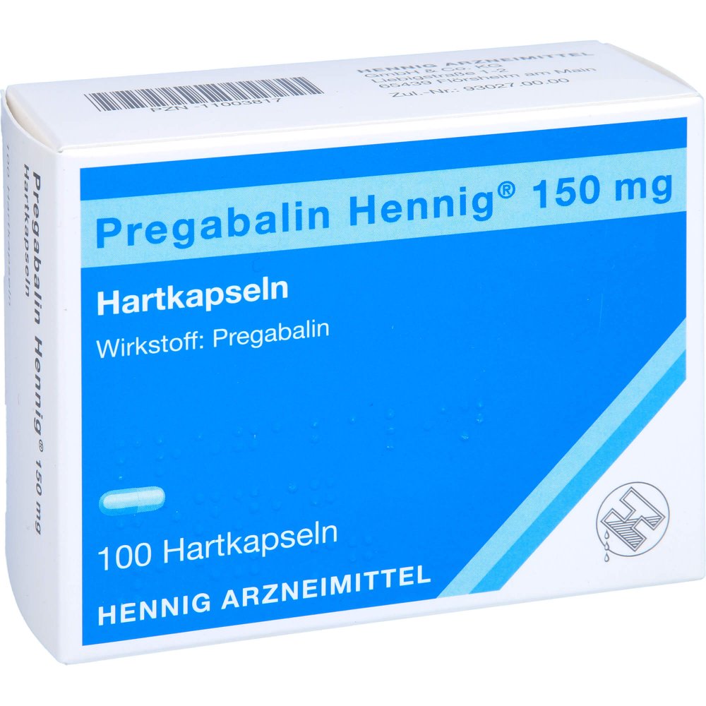 Das Produktfoto zeigt Pregabalin Hennig 150 Mg Hartkapseln (100 stk) PZN 11003817
