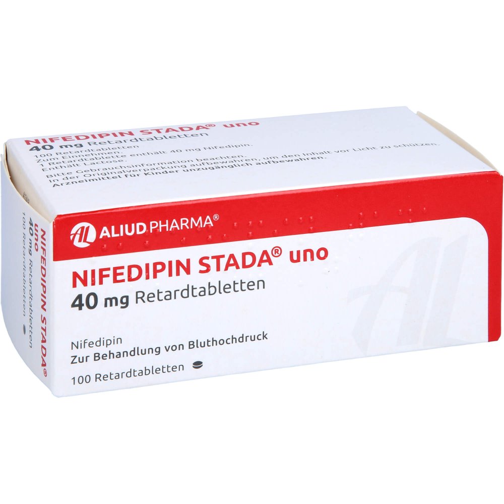 Das Produktfoto zeigt Nifedipin Stada Uno 40 Mg Retardtabletten Aliud (100 stk) PZN 11010846