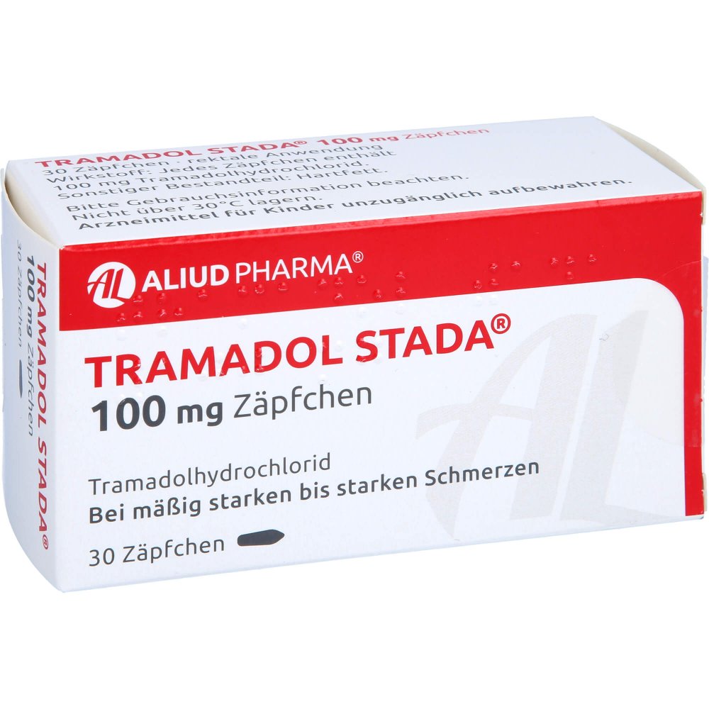 Das Produktfoto zeigt Tramadol Stada 100 Mg Zäpfchen Aliud (30 stk) PZN 11010935