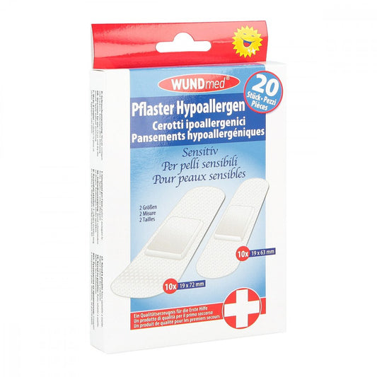 Pflaster Hypoallergen Sensitiv Transparent 2 Größ. (20 stk)