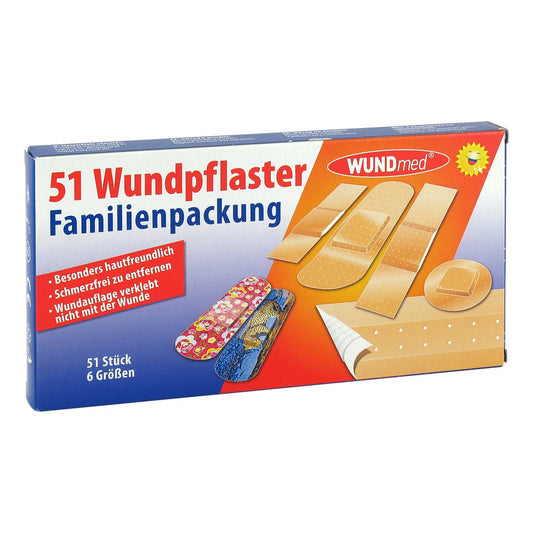 Wundpflaster Familienpackung 6 Größen (51 stk)