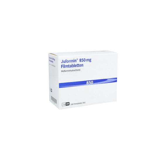 Das Produktfoto zeigt Juformin 850 Mg Filmtabletten (180 stk) PZN 11030808