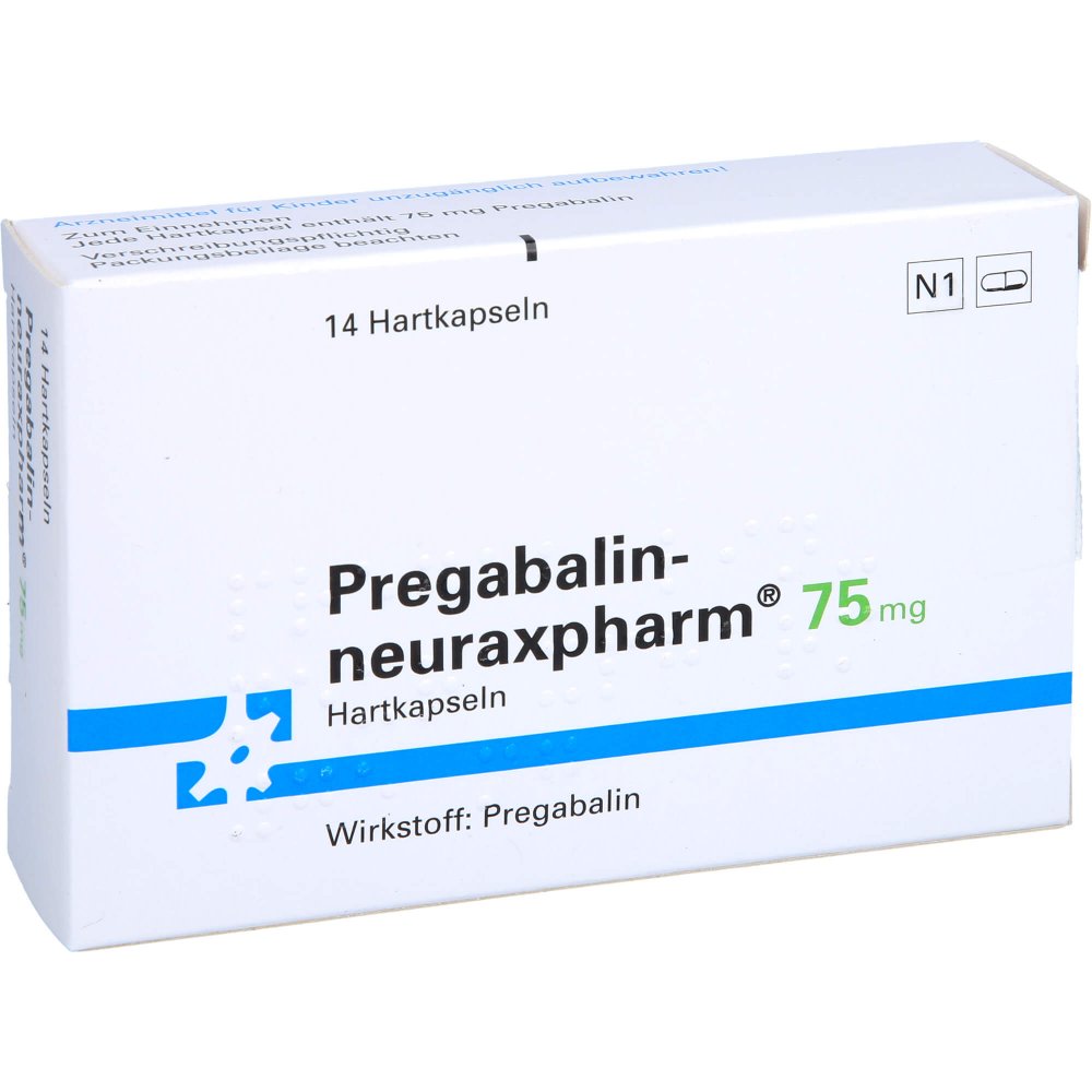 Das Produktfoto zeigt Pregabalin-Neuraxpharm 75 Mg Hartkapseln (14 stk) PZN 11031386