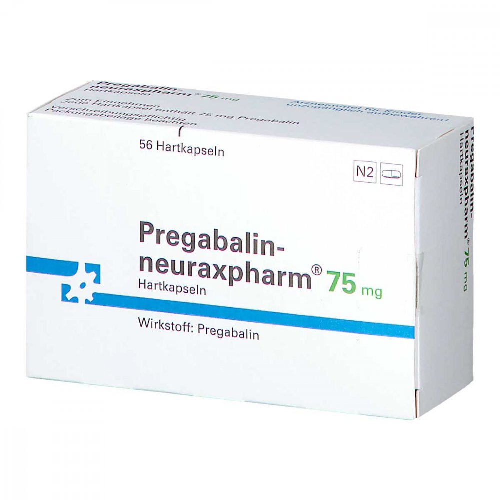 Das Produktfoto zeigt Pregabalin-Neuraxpharm 75 Mg Hartkapseln (56 stk) PZN 11031392