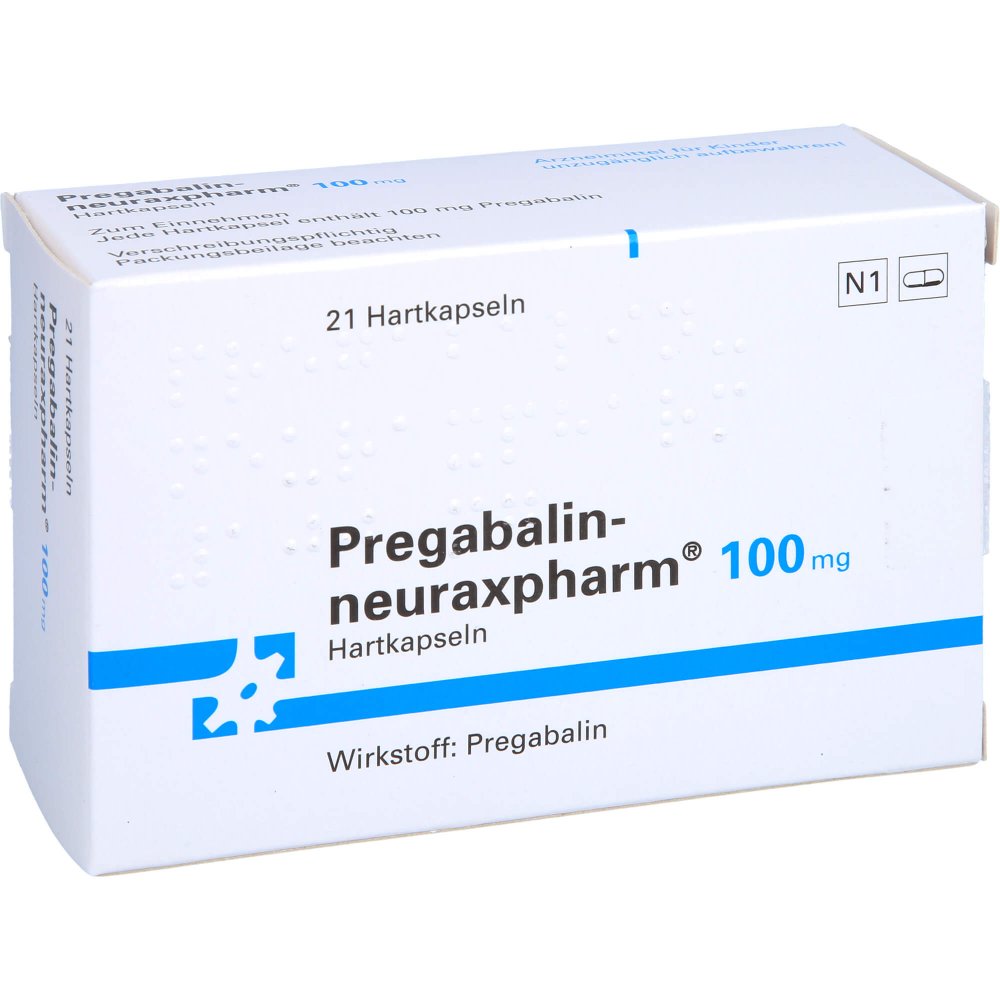 Das Produktfoto zeigt Pregabalin-Neuraxpharm 100 Mg Hartkapseln (21 stk) PZN 11031423