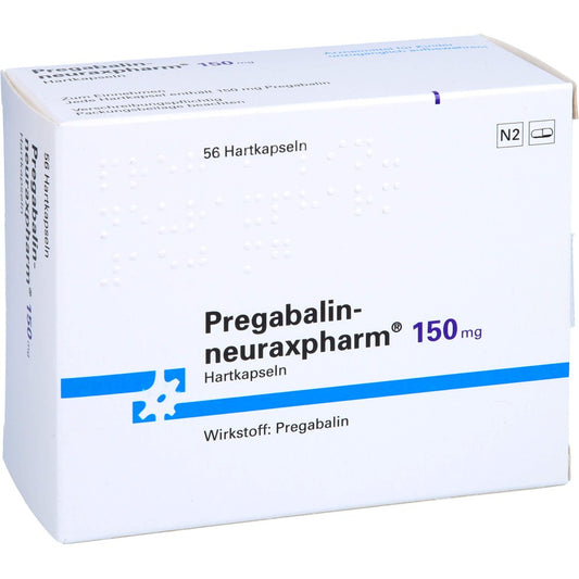 Das Produktfoto zeigt Pregabalin-Neuraxpharm 150 Mg Hartkapseln (56 stk) PZN 11031452