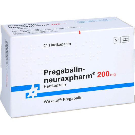 Das Produktfoto zeigt Pregabalin-Neuraxpharm 200 Mg Hartkapseln (21 stk) PZN 11031481