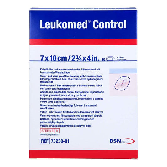 Das Produktfoto zeigt Leukomed Control Folienverband 7x10 Cm (10 stk) PZN 11034255