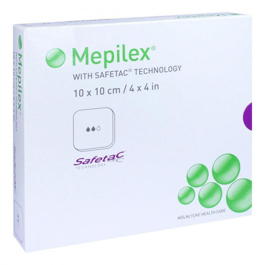 Das Produktfoto zeigt Mepilex 10x10 Cm Schaumverband (5 stk) PZN 11049073