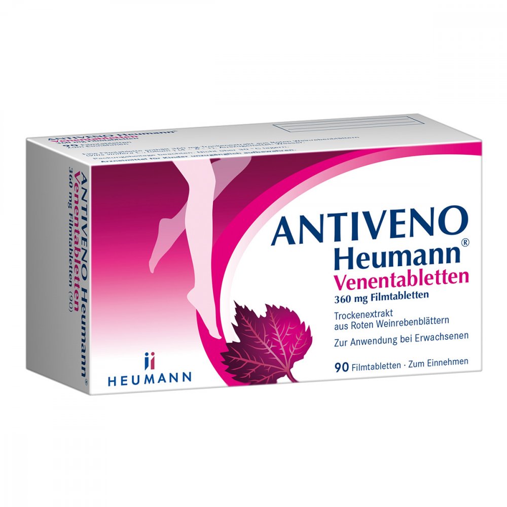 Das Produktfoto zeigt Antiveno Heumann Venentabletten 360 Mg Filmtabl. (90 stk) PZN 11050136