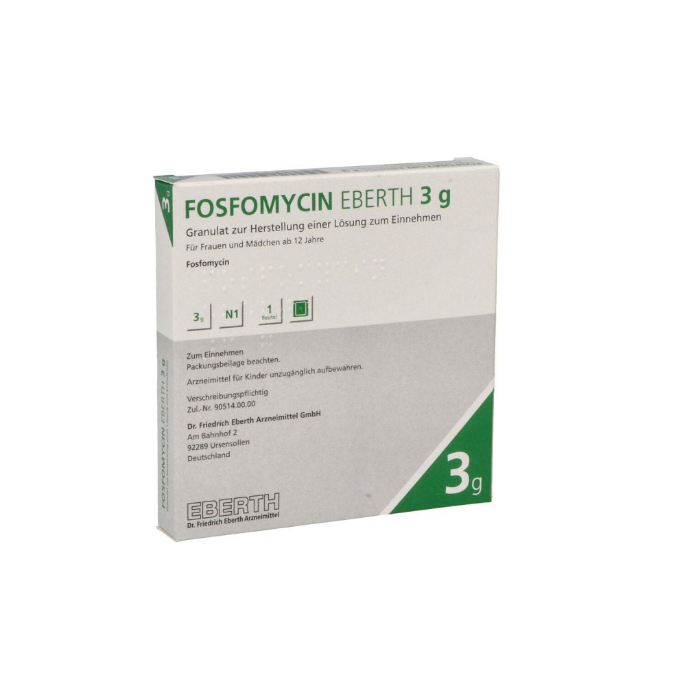 Das Produktfoto zeigt Fosfomycin Eberth 3 G Granulat Z.Her.E.Lsg.Z.Einn. (1 stk) PZN 11050515