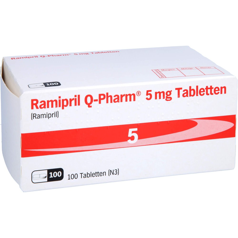 Das Produktfoto zeigt Ramipril Q-Pharm 5 Mg Tabletten (100 stk) PZN 11051561