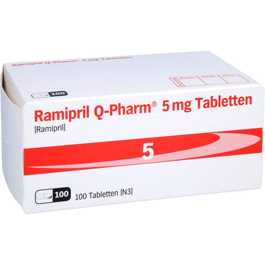 Das Produktfoto zeigt Ramipril Q-Pharm 5 Mg Tabletten (100 stk) PZN 11051561