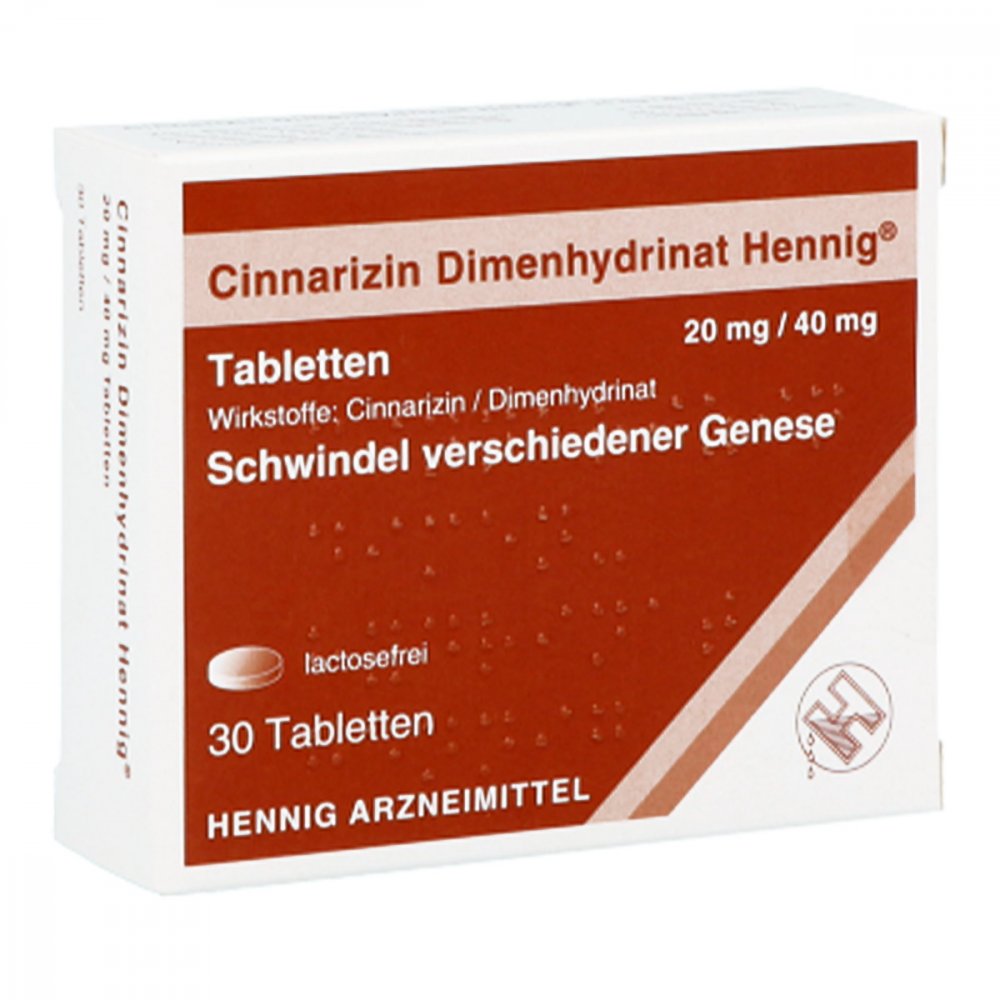 Cinnarizin Dimenhydrinat Hennig 20 Mg/40 Mg Tabl. (30 stk)