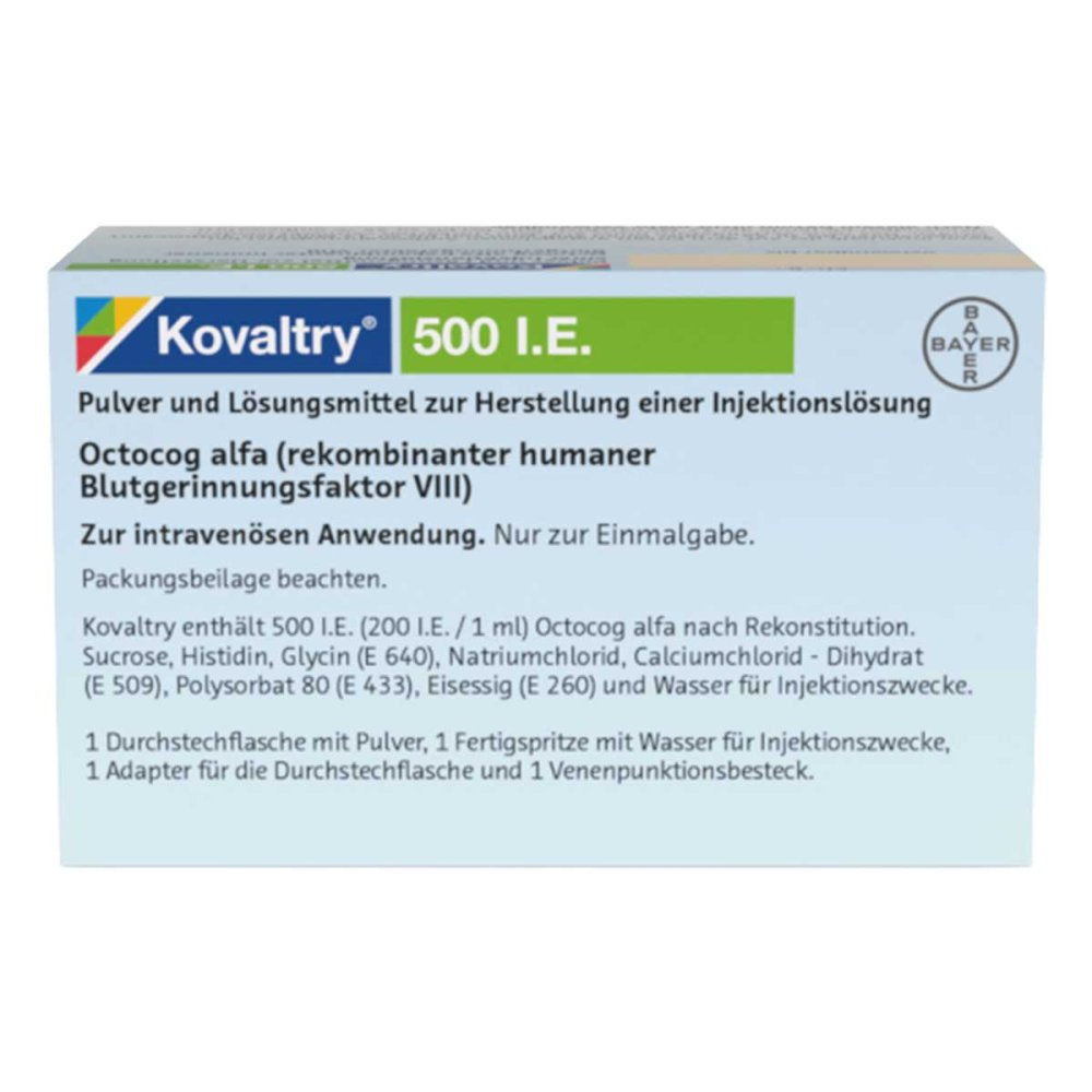 Das Produktfoto zeigt Kovaltry 500 I.E. Plv.U.Lsm.Z.H.E.Injektionslsg. (1 stk) PZN 11083302