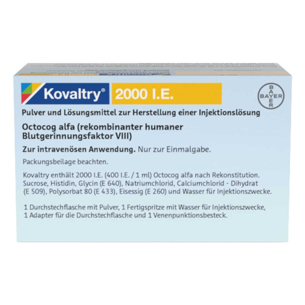 Das Produktfoto zeigt Kovaltry 2.000 I.E. Plv.U.Lsm.Z.H.E.Injektionslsg. (1 stk) PZN 11083325