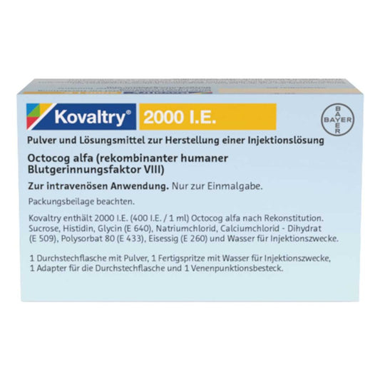 Das Produktfoto zeigt Kovaltry 2.000 I.E. Plv.U.Lsm.Z.H.E.Injektionslsg. (1 stk) PZN 11083325