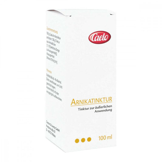 Das Produktfoto zeigt Arnikatinktur Caelo Hv-Packung Standard Zul. (100 ml) PZN 11094783