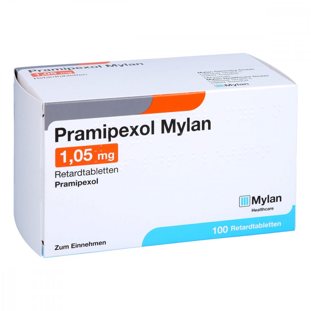 Das Produktfoto zeigt Pramipexol Mylan 1,05 Mg Retardtabletten (100 stk) PZN 11095630