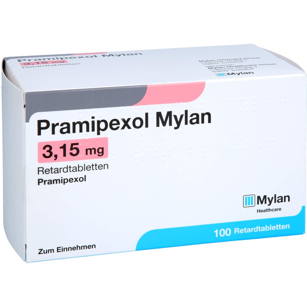 Das Produktfoto zeigt Pramipexol Mylan 3,15 Mg Retardtabletten (100 stk) PZN 11095707