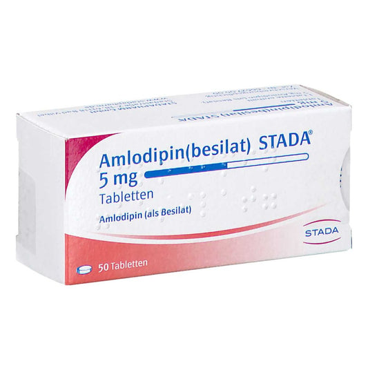 Das Produktfoto zeigt Amlodipin Besilat Stada 5 Mg Tabletten (50 stk) PZN 11105587