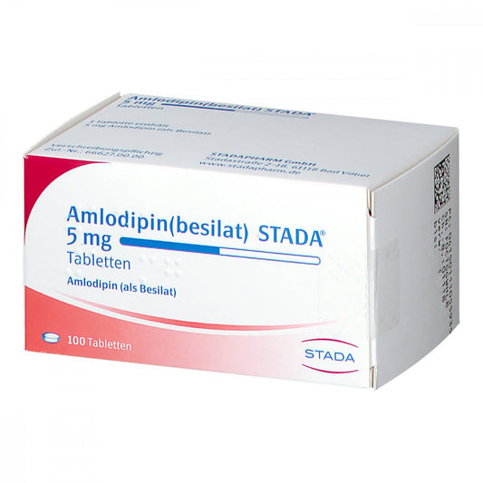 Das Produktfoto zeigt Amlodipin Besilat Stada 5 Mg Tabletten (100 stk) PZN 11105593