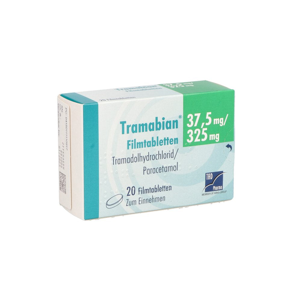 Das Produktfoto zeigt Tramabian 37,5 Mg/325 Mg Filmtabletten (20 stk) PZN 11111091