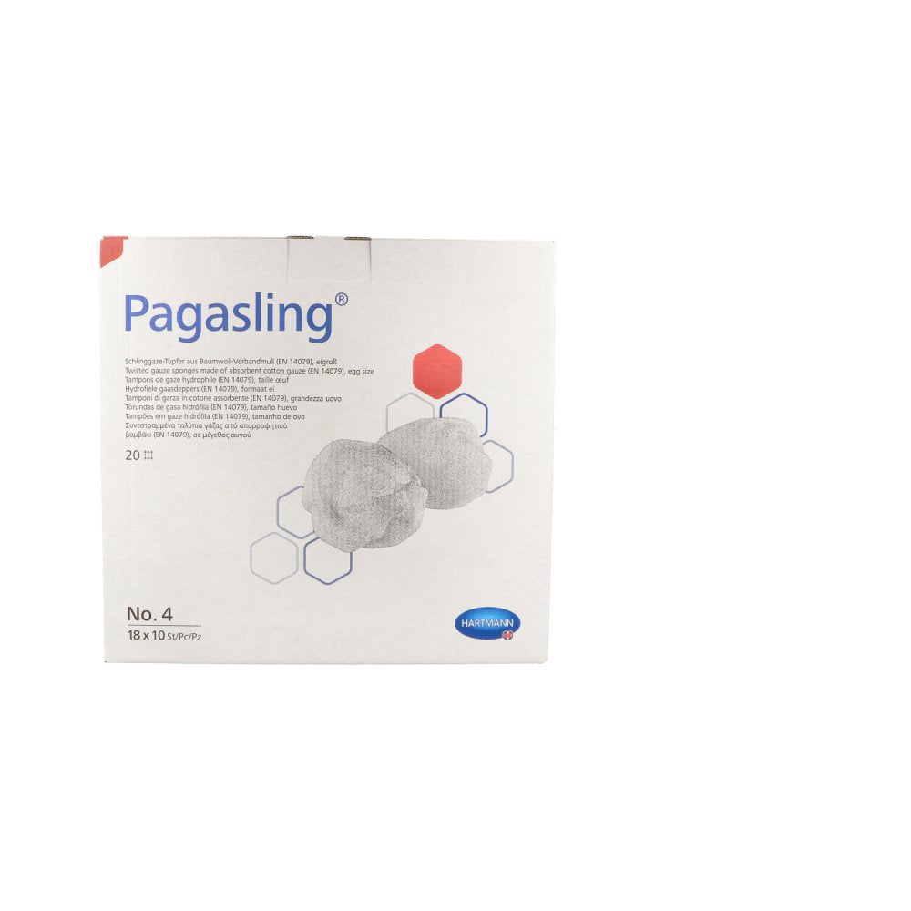 Das Produktfoto zeigt Pagasling Mulltupfer Gr.4 Eigroß Steril (18X10 stk) PZN 11113428
