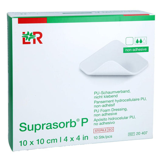 Das Produktfoto zeigt Suprasorb P Pu-Schaumv.Nicht Klebend 10x10 Cm (10 stk) PZN 11115870