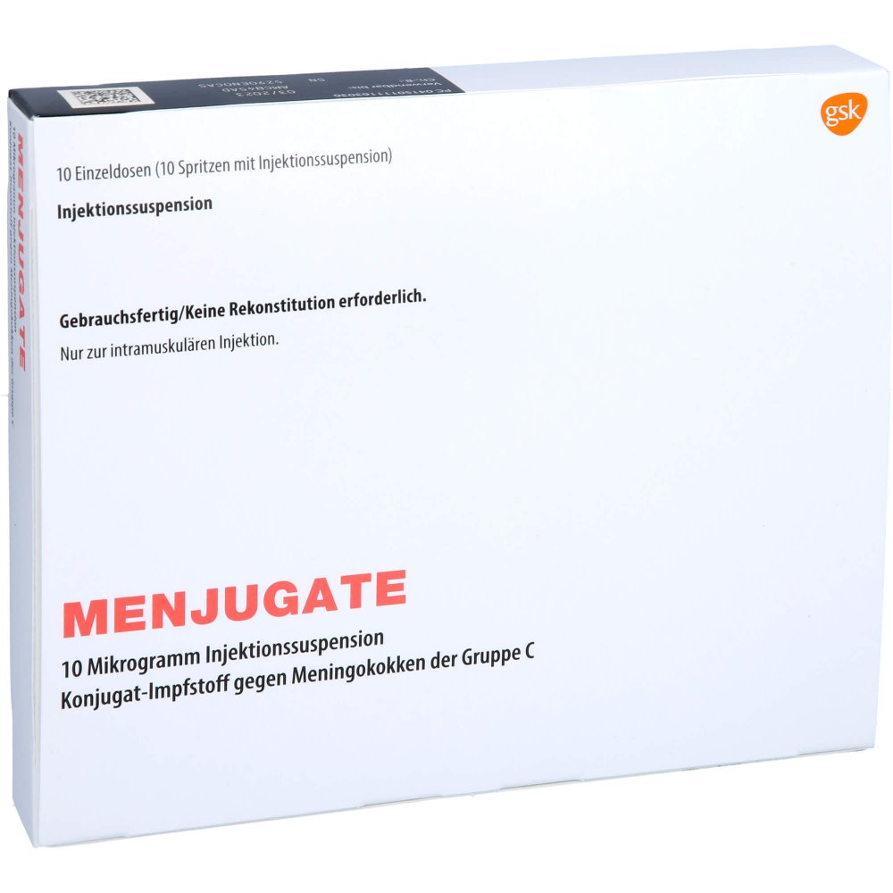 Das Produktfoto zeigt Menjugate 10 Mikrogramm Inj.-Susp.I.E.Fertigspr. (10X0.5 ml) PZN 11116303