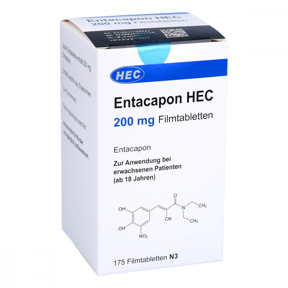 Das Produktfoto zeigt Entacapon Hec 200 Mg Filmtabletten (175 stk) PZN 11119856