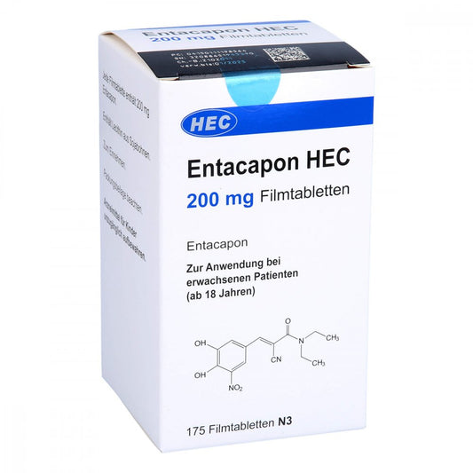 Das Produktfoto zeigt Entacapon Hec 200 Mg Filmtabletten (175 stk) PZN 11119856