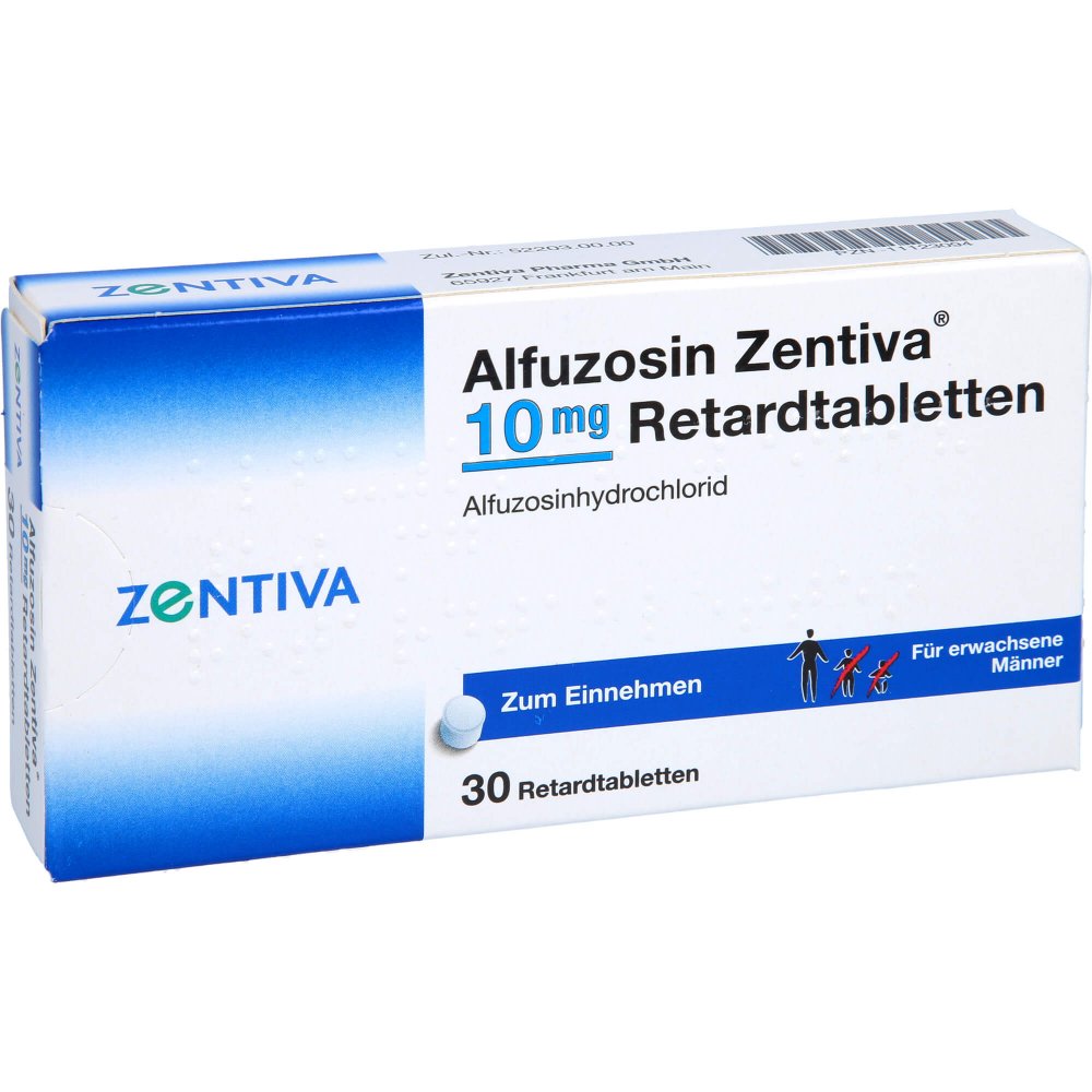 Das Produktfoto zeigt Alfuzosin Zentiva 10 Mg Retardtabletten (30 stk) PZN 11123094