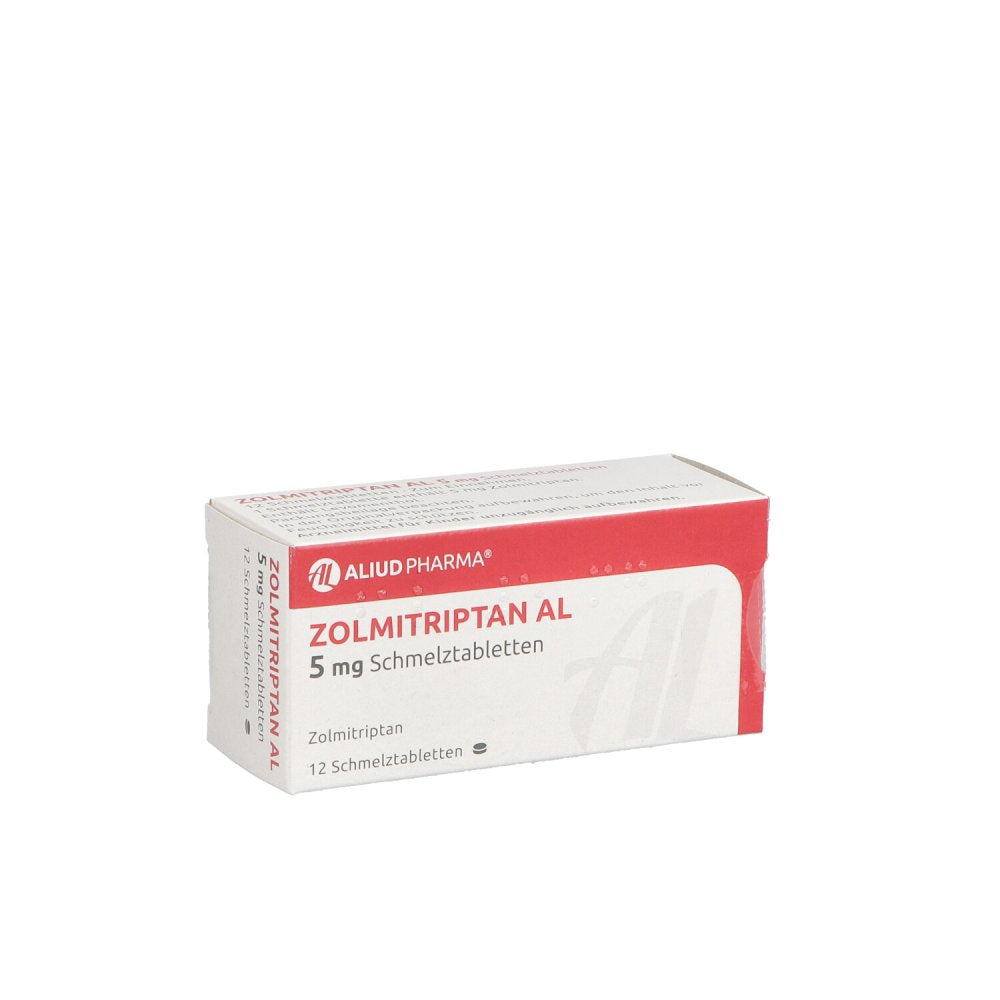 Das Produktfoto zeigt Zolmitriptan Al 5 Mg Schmelztabletten (12 stk) PZN 11123272