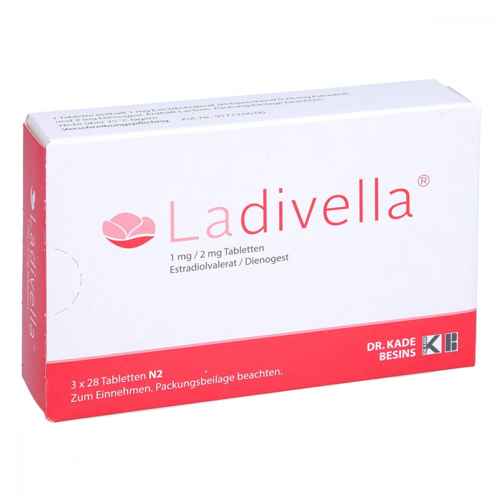 Das Produktfoto zeigt Ladivella 1 Mg/2 Mg Tabletten (84 stk) PZN 11128306