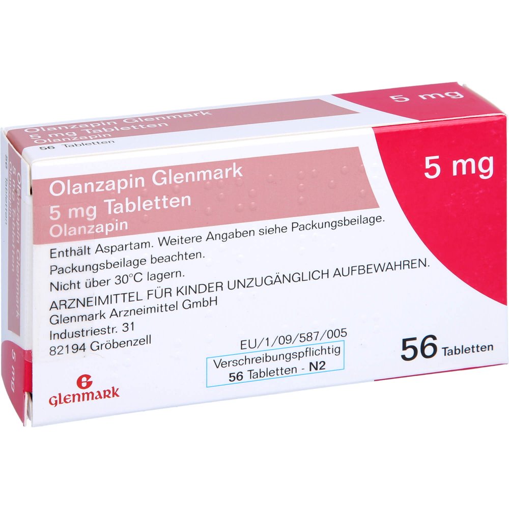 Das Produktfoto zeigt Olanzapin Glenmark 5 Mg Tabletten (56 stk) PZN 11130639