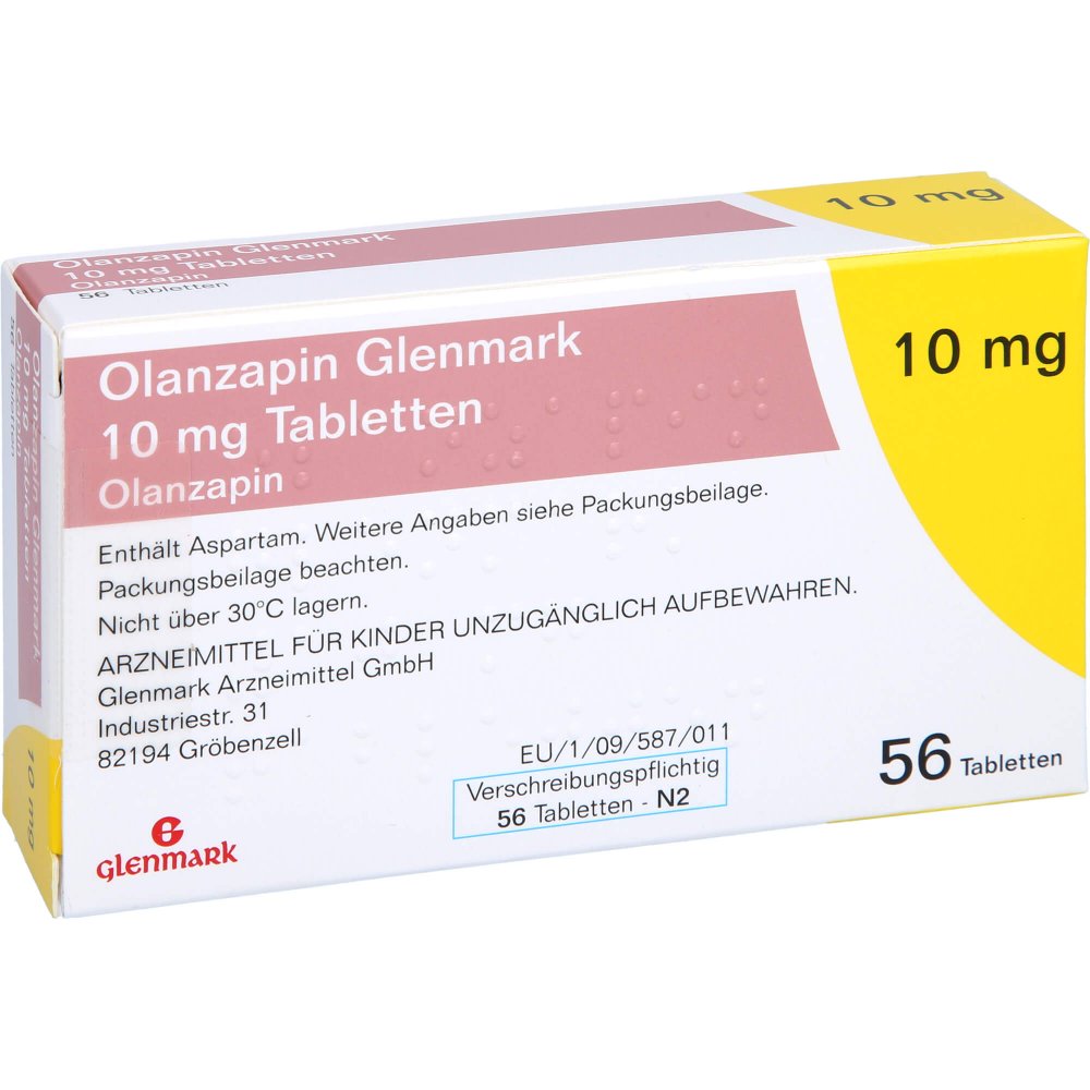 Das Produktfoto zeigt Olanzapin Glenmark 10 Mg Tabletten (56 stk) PZN 11130651