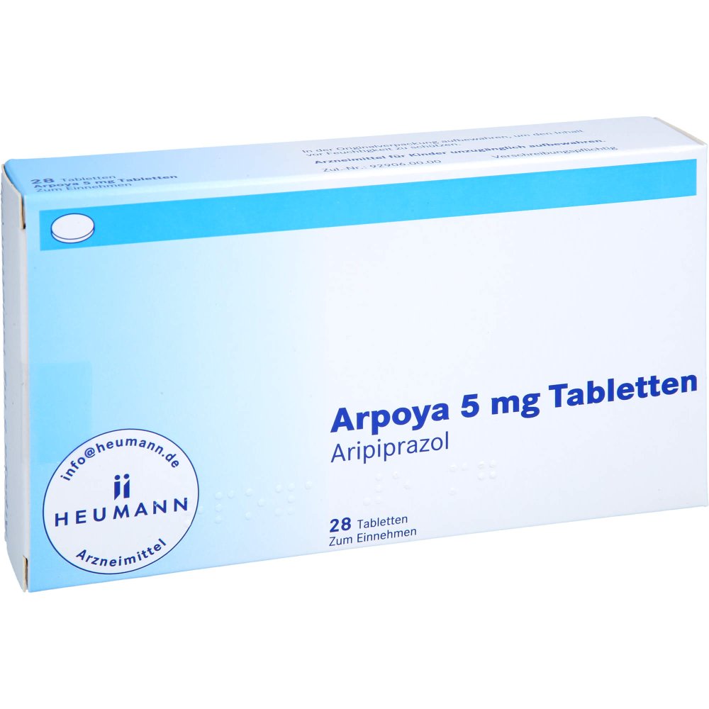 Das Produktfoto zeigt Arpoya 5 Mg Tabletten (28 stk) PZN 11133282