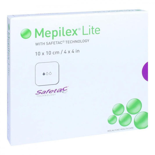 Das Produktfoto zeigt Mepilex Lite Schaumverband 10x10 Cm Steril (5 stk) PZN 11134376