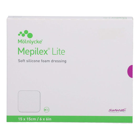 Das Produktfoto zeigt Mepilex Lite Schaumverband 15x15 Cm Steril (5 stk) PZN 11134382