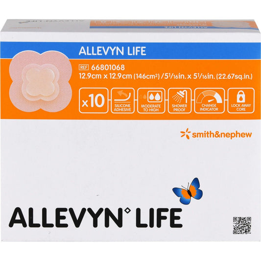 Das Produktfoto zeigt Allevyn Life 12,9x12,9 Cm Silikonschaumverband (10 stk) PZN 11137624