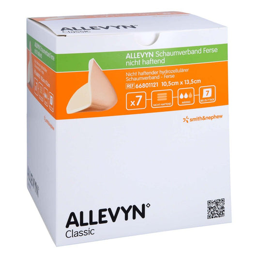 Das Produktfoto zeigt Allevyn Schaumverband Ferse 10,5x13,5cm N.Haft. (7 stk) PZN 11137707