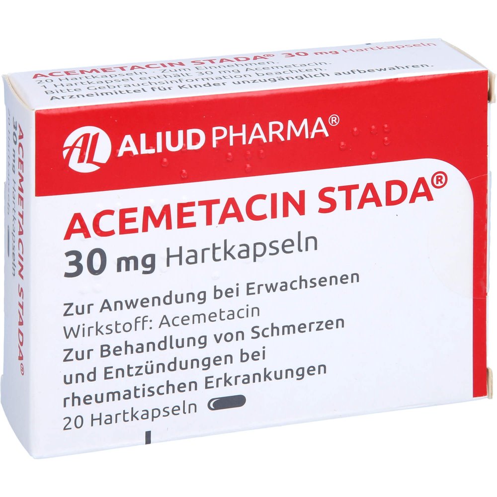 Das Produktfoto zeigt Acemetacin Stada 30 Mg Hartkapseln Aliud (20 stk) PZN 11140483