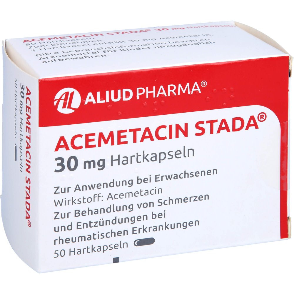 Das Produktfoto zeigt Acemetacin Stada 30 Mg Hartkapseln Aliud (50 stk) PZN 11140508